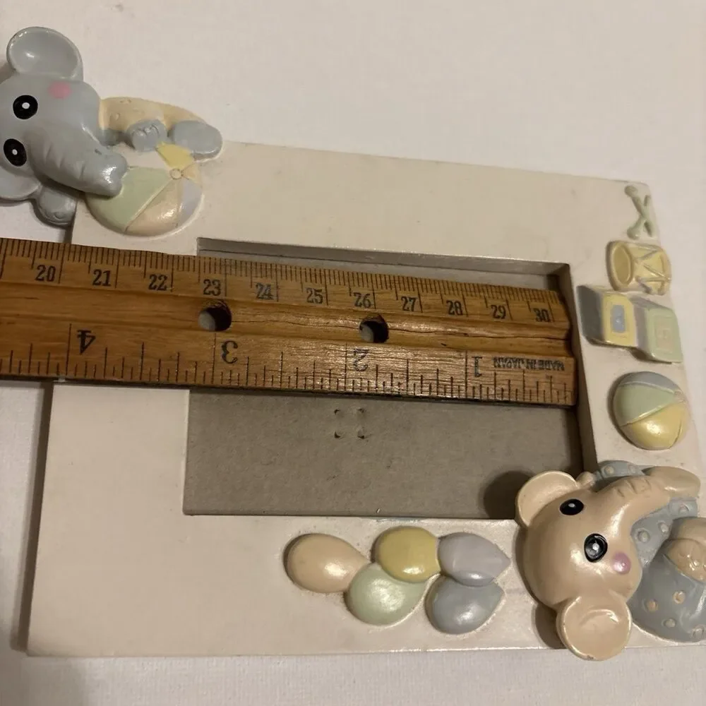 Baby Picture Frame 3D Elephant White Fits 2x3 Photo Baby Shower Infant Gift